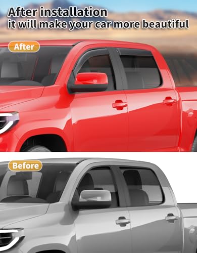 in-Channel Window Rain Guards Fit for Truck Toyota Tundra 2007-2021 CrewMax Extra Durable Window Deflectors Window Visors Vent Visors Vent Shades Car Accessories-4 pcs Q27 - size: Fit for 2007-2021 Tundra CrewMax