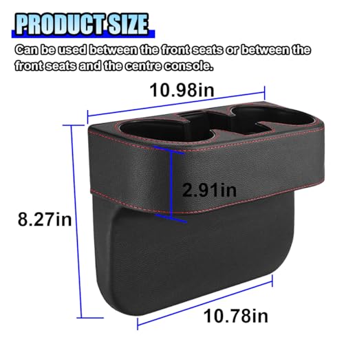 ZIMISI Car Cup Holder, PU Leather Auto Front Console Gap Filler Organizer, Multifunctional Cup Drink Holder, Car Seat Gap Filler Storage Box, Coin Bucket, Cell Mobile Phone Holder (Black) - color: Black