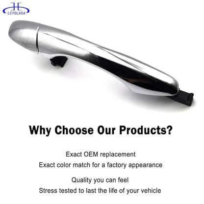 Exterior Door Handle with End Cap Cover - Rear Right Passenger Side Chrome for 2016-2020 Kia Sorento - Replaces 82661-C5010, 83662-C5010 - size: Rear Right