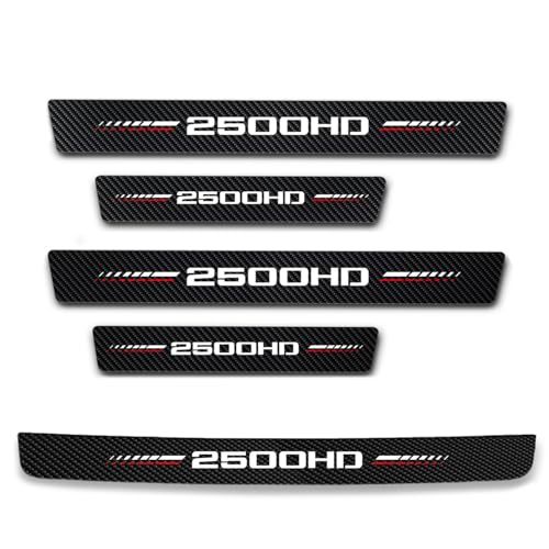 5Pcs Door Sill Protector Compatible with Dodge Ram 2500 with 2500 Logo, Carbon Fiber Door Sill Stickers, Front Rear Door & Trunk Sill Plate Covers Auto Accessories - color: White 2500