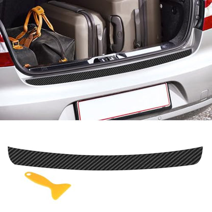Zufoty Car Rear Bumper Protector Guard, Anti-Scratch Carbon Fiber Trunk Door Sill Protection Strip Sticker, Self-Adhesive Trunk Door Entry Sill Protector Universal for Car SUV Truck Pickup
