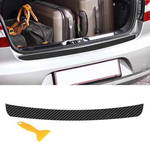Zufoty Car Rear Bumper Protector Guard, Anti-Scratch Carbon Fiber Trunk Door Sill Protection Strip Sticker, Self-Adhesive Trunk Door Entry Sill Protector Universal for Car SUV Truck Pickup