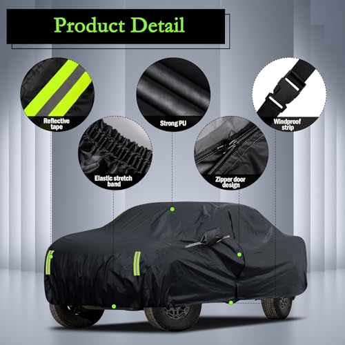 Car Cover Custom Fit for Toyota Tacoma 2005-2025, Waterproof All Weather for Automobiles Full Exterior Cover Rain Sun Snow Protector with Door Zipper Black - size: Custom Fit for Toyota Tacoma