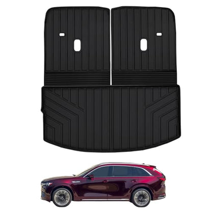 Large Cargo Liners for 2024 2025 2026 Mazda CX90 CX-90 6 Seats (Not for 7/8 Seats) (50/50 Split Folding),TPE All Weather Protection Car Trunk Mat Covering The Backrest Mat Accessories - size: For 2024-2026 CX90 Cargo Mat 6 Seats (50/50)