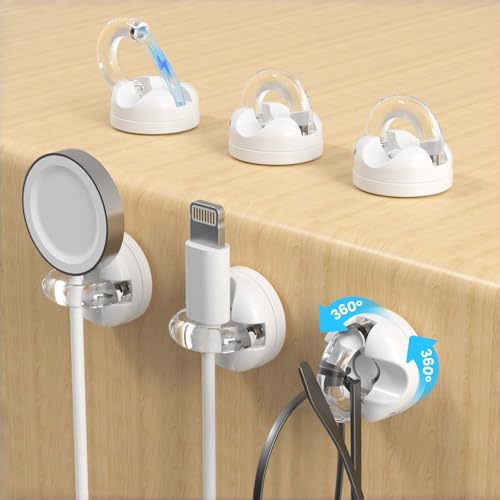 IFNOW Magnetic Cable Clips for Nightstand Self Adhesive Cord Holder Adjustable Clip for Desk, Nightstand, Phone Charger, Computer, Home, Office, Car (White-New, 6PCS) - color: White-New, size: 6PCS