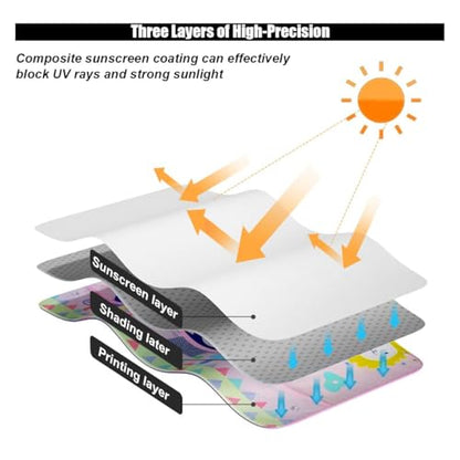 Car Window Shade for Baby, Blackout Car Window Curtain with Storage Pockets & 7 Suction Cups, Cartoon Pattern Cars Side Window Sun Shade Cover for Sun/Heat/UV Rays Protection (Pink-Giraffe) - color: Pink-Giraffe