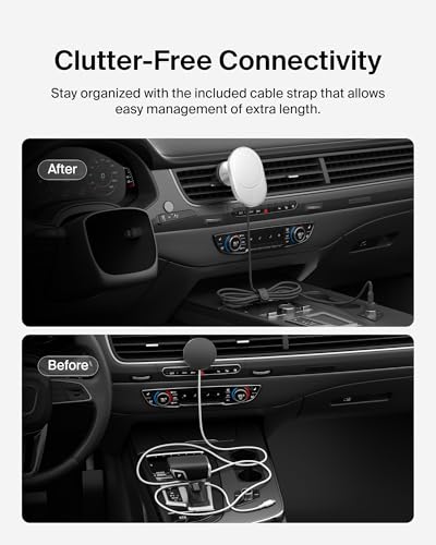 Belkin MagSafe-Compatible Wireless Car Charger 15W, Fast Charging Wireless Charger - Powerful Magnetic Vent Holder for iPhone 17, 16, 15, 14, 13 Series, Pixel 10, Secure Car Phone Mount - White - style: Charging Mount - New Model