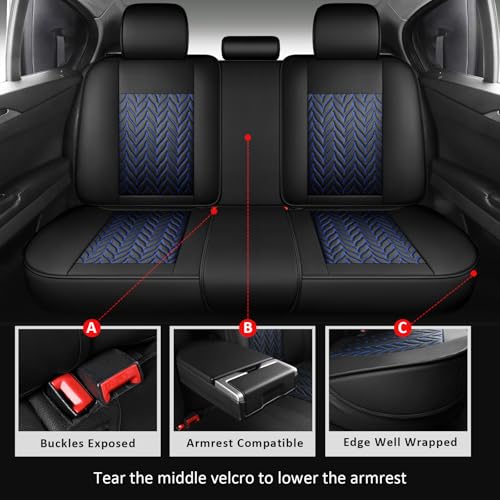 MIROZO Seat Covers,Universal Car Seat Covers Full Set Vehicle Seat Covers Automotive Seat Covers for Most Sedan, Truck and SUV (Full Set, Black and Blue) - color: Black And Blue, size: 5PCS Full Set