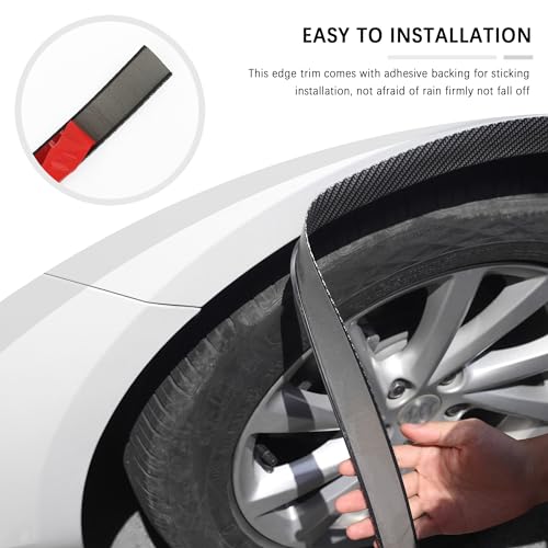 2PCS Trim Protector with Strong Adhesive, Carbon Fiber Flares Sticker for Wheel Eyebrow Protection & Car Decorations, Universal Flares for Most Door Trunk Hood