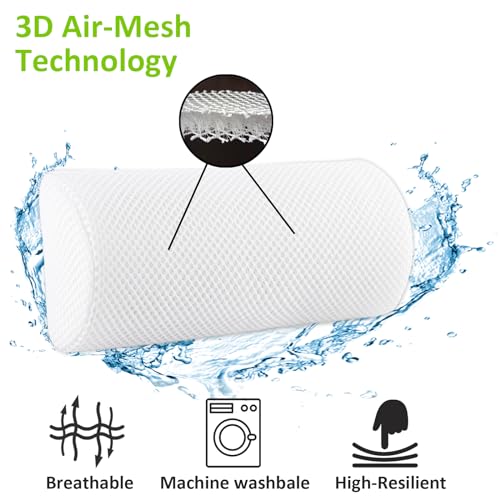 Esme L&H Lumbar Roll for Office Chair Car Seat, Breathable 3D Fabric Back Support Roll for Lower Back - D-Shape Lumbar Roll Pillow with Elastic Strap Lumbar Support Pillow for Office Chair