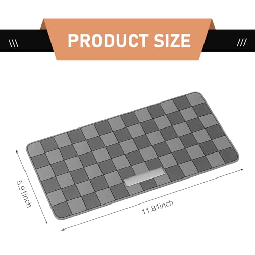Car Dashboard Non Slip Mat, 11.8" x 5.9" Anti-Slide Grid Sticky Dash Pad, Multifunctional Dashboard Gripping Pad for Cell Phones, Keys, Sunglasses, Electronic Devices (Black & Gray) - color: Black & Gray
