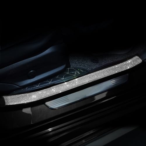 Car Door Sill Protector with Bling Rhinestones 2PCS Edge Guard Scuff Cover Anti-Scratch Strip Sticker Bumper Protector 5CM x 60CM (White) - color: White, size: 5CM x 60CM