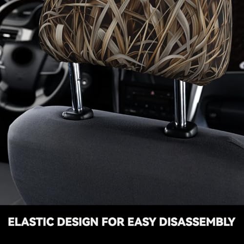 Camouflage Car Headrest Cover Army Camo Universal Auto Head Rest Protector Brown Jungle Soft Breathable Seat Pillow Protective Wrap Covers Fit Most Cars Sedan Van Vehicles - color: Camo