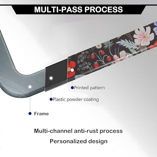 Floral Flowers Strawberries License Plate Frames, 2 Pack Floral Strawberry Car Plate Frame, Stainless Steel License Plate Holders Covers with Free Screws Fasteners Caps (Flowers Strawberries) - color: Flowers Strawberries