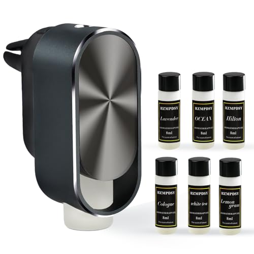 Smart Car Air Freshener Diffuser - Automatic Car Diffuser with Three Adjustable Modes, Includes 6PCS Essential Oil Refill, Car Diffusers for Essential Oils - color: Grey 6pcs