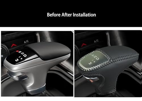 Leather Gear Shift Knob Covers for Dodge Charger Challenger 2015-2023 and Dodge Durango18-23,Carbon Fiber Leather Hand-Stitched Shifter Sleeve - color: Blue