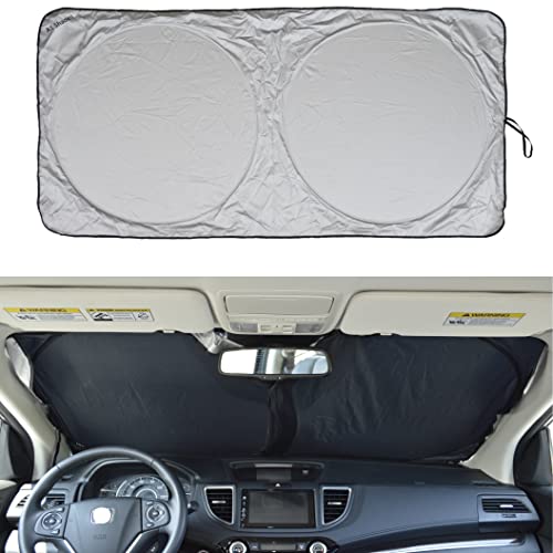 Car Windshield Sun Shade with Storage Pouch by A1 Sunshade Retractable Automotive Car Truck SUV Front Window Shield Blocker Screen Visor Protector Cover for Auto Interior Accessories for Heat Medium - size: Medium