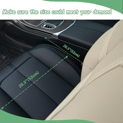 2 Pack Leather Front Car Seat Cover Bottom Only, Anti-Slip Padded Seat Cushion, Full Wrap Seat Protector with Storage Function Universal Fit for Most Cars, SUV, Pick-up Trucks (Black) - color: Black
