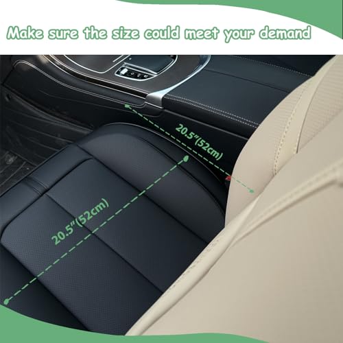 2 Pack Leather Front Car Seat Cover Bottom Only, Anti-Slip Padded Seat Cushion, Full Wrap Seat Protector with Storage Function Universal Fit for Most Cars, SUV, Pick-up Trucks (Black) - color: Black