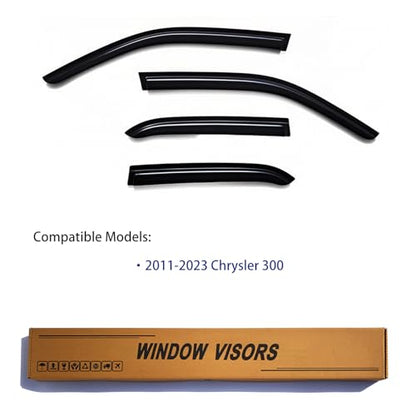 Window Visors Rain Guards fits 2011-2023 C-hrysler 300, Out-Channel Window Wind Deflectors Vent Shades Accessories, Dark Smoke 4 Pcs，2012 2013 2014 2015 2016 2017 2018 2019 2020 2021 2022 - size: 11-23 Chrysler 300