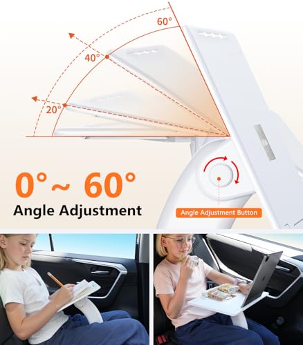 Car Desk for Laptop Computer Tablet iPad iPhone Book for Driver Passenger Seat, Adjustable Portable Car Seat Tray Table Laptop Stand for Car Vehicle Camping Travel