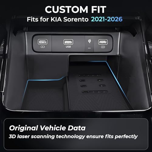 Wireless Charging Protective Mat for KIA Sorento 2026 2025 2024 2023 2022 2021, Center Console Interior Accessories Silicone Anti-Slip Wireless Charger Cover Pad for 2021-2026 Sorento, Black - style: Fits for KIA Sorento 2021-2026