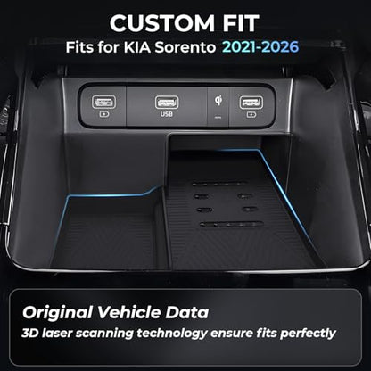 Wireless Charging Protective Mat for KIA Sorento 2026 2025 2024 2023 2022 2021, Center Console Interior Accessories Silicone Anti-Slip Wireless Charger Cover Pad for 2021-2026 Sorento, Black - style: Fits for KIA Sorento 2021-2026
