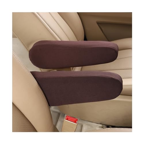 Kewucn 2 PCS Car Front Seat Armrest Covers, Elastic Fabric Auto Seat Armrest Protectors, Universal Seat Arm Rest Cover Replacement, Vehicle Interior Decor Accessories (Brown) - color: Brown