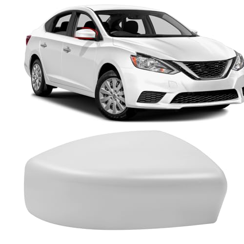 Moonlinks Compatible with Nissan Sentra 2013 2014 2015 2016 2017 2018 2019 Right Side Mirror Cover Replacement, White Primer Right Passenger Side Door Rearview Mirror Cap Trim - size: Right White