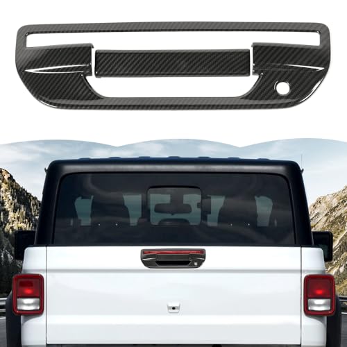 RT-TCZ Tailgate Handle Cover Rear Door Handle Cover Trim Decoration Exterior Accessories for Jeep Gladiator JT 2018-2024 (Black Carbon Fiber) - color: Black Carbon Fiber