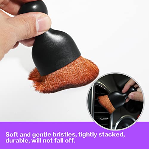 AOCISKA Car Interior Detailing Brush,Soft Bristle Cleaning Brush Car Detailing Brush Dusting Brush,Car Interior Cleaning Tool,Auto Detail Brush Car Dash Duster Brush (Black&Brown with Cap) - color: Black&brown With Cap