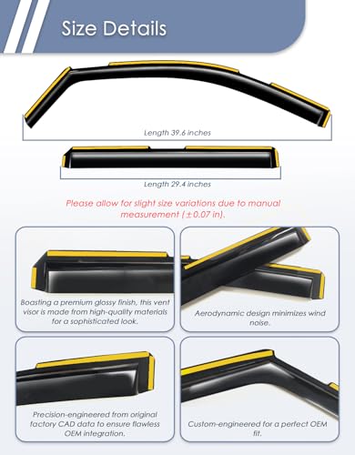 in-Channel Window Rain Guard for 2019-2026 Chevy Silverado/GMC Sierra 1500 Crew Cab,Window Vent Wind Shades Deflectors Side Window Visors Vent Visor Window Deflectors Truck Accessories - size: 2019-2026 Silverado/ Sierra 1500 Crew Cab
