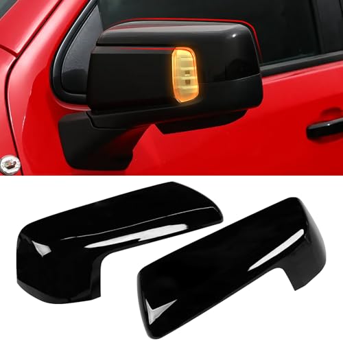 Compatible with Chevy Silverado 1500 GMC Sierra 1500 Mirror Cover 2019 2020 2021 2022 2023 2024 2025, Glossy Black Left & Right Side View Mirror Cover Replacement for Sierra1500 Accessories - color: Glossy Black