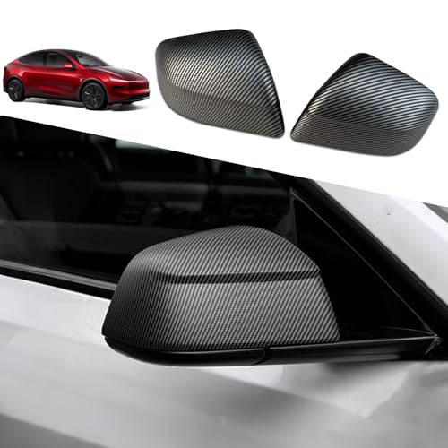 YHCDSEA Rearview Mirror Guard Cover for Tesla Model Y Juniper, Side Mirror Cover Exterior Accessories fit for Model Y Juniper 2025 2026 (Matt Carbon Fiber Pattern) - color: Juniper-Matt Carbon Fiber Pattern