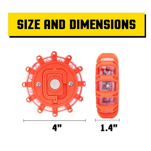 ZeroDark Road Flares LED Flashing Warning Light Emergency Roadside Safety Disc Highlights With Magnetic Base & Hook For Vehicles & Boat 1Pack