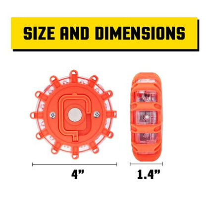 ZeroDark Road Flares LED Flashing Warning Light Emergency Roadside Safety Disc Highlights With Magnetic Base & Hook For Vehicles & Boat 1Pack