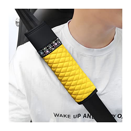 zipelo 2 Pcs Auto Seat Belt Cover, Breathable Leather Shoulder Pads Protect Your Neck, Harness Pads Strap for a More Comfortable Driving, Car Accessories Compatible with Adults Kids (Yellow) - color: yellow