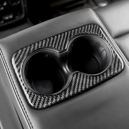 NVCNX Real Premium Carbon Fiber Accessories for Dodge Durango 2011-2020 2012 2013 2014 2015 2016 2017 2018 2019 Car Rear Cup Holder Cover Interior Trim Sticker Decal 1PC - color: 2011-2020 Rear Cup Holder Trim