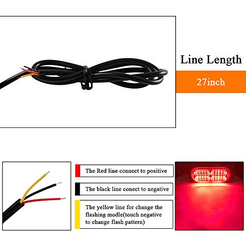 12-24V 20-LED Super Bright Emergency Strobe Warning Caution Hazard Construction Waterproof Flashing Strobe LED Light Bar Surface Mount for Car Truck SUV Van (Red) - color: Red