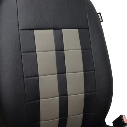 Champlus Car Seat Covers, Premium Leather Ultra Comfort and Thick 2 Front Seat Covers Racing Design, Universal Fit Automotive Sedan Cars, SUVs, Trucks, Mini Vans, Airbag Compatible, Easy to Install - color: Gray