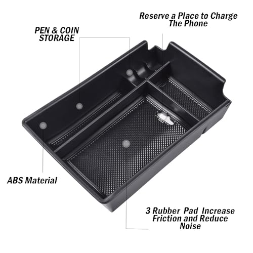 Center Console Organizer Compatible with Hyundai Sonata 2020 2021 2022 2023 Accessories, Sonata N-Line/Limited Insert Tray Secondary Storage Armrest Box ABS Black