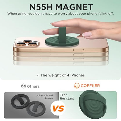 Magnetic Phone Grip Ring Holder, Liquid Silicone Magnet Cell Phone Grip Finger Loop, Compatible with Magsafe, Back of Phone for iPhone 17/16/15/14/13/12 Series, Alpine Green - color: Alpine Green