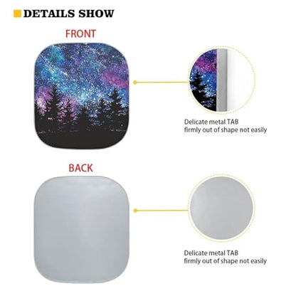 Galaxy Forest Car Front Windows Sunshade 2 Pieces Automotive Windshield Universal Auto Shade Flodable Reflective Sun Shade - color: Galaxy Forest
