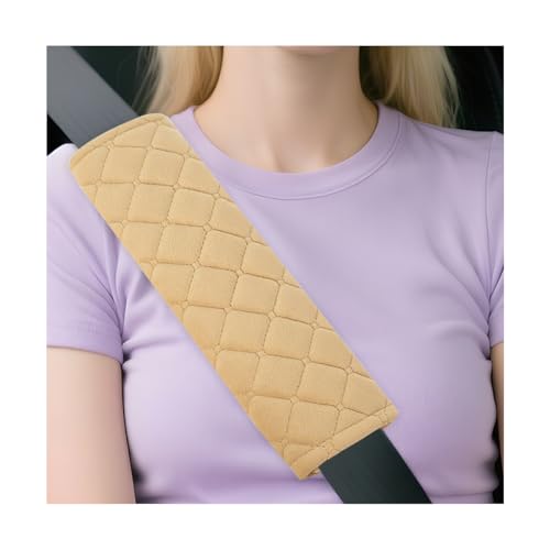 Car Seatbelt Cover, 2PCS Soft Velvet Vehicle Seat Belt Shoulder Strap Harness Pad for Comfortable Driving, Automotive Neck Chest Protection Cushion, Universal for Truck Sedan SUV (Beige) - color: Beige