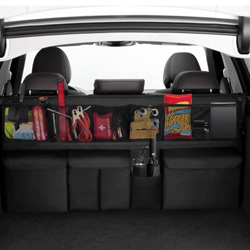 Car Trunk Organizer, LARGE CAPACITY(41 x 20 in) Car Storage Bag with 9 Pockets, 9X Upgraded Trunk Storage Organizer for Car, SUV, Truck, Jeep，MPV- Black - color: a1