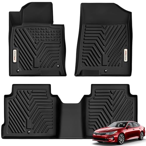 YITAMOTOR Floor Mats Fit for 2016-2020 Kia Optima & 2015-2019 Hyundai Sonata, TPE All Weather Fit Custom Floor Liners for Optima/Sonata Accessories, 1st & 2nd Row Mat Protection Car Mats Set, Black - style: 16-20 Optima & 15-19 Sonata 1st & 2nd Row