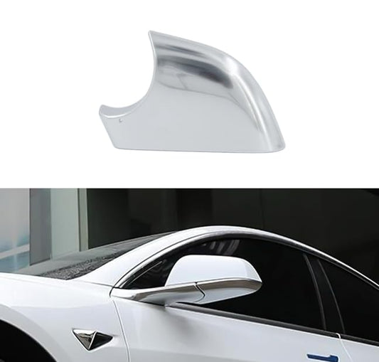 fit For Tesla Model 3 Front Wing Mirror Cover Holder Lower Tray 2017-2025，chrome matte left driver Side Mirror Bottom Cover Replacement for Tesla Model 3 Wing Repair(left） - size: Model 3 Left Side Chrome