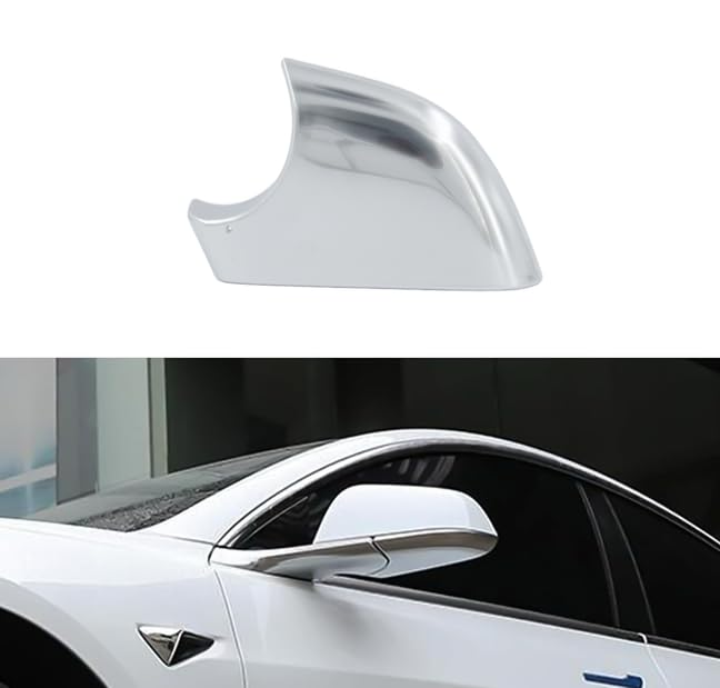 fit For Tesla Model 3 Front Wing Mirror Cover Holder Lower Tray 2017-2025，chrome matte left driver Side Mirror Bottom Cover Replacement for Tesla Model 3 Wing Repair(left） - size: Model 3 Left Side Chrome