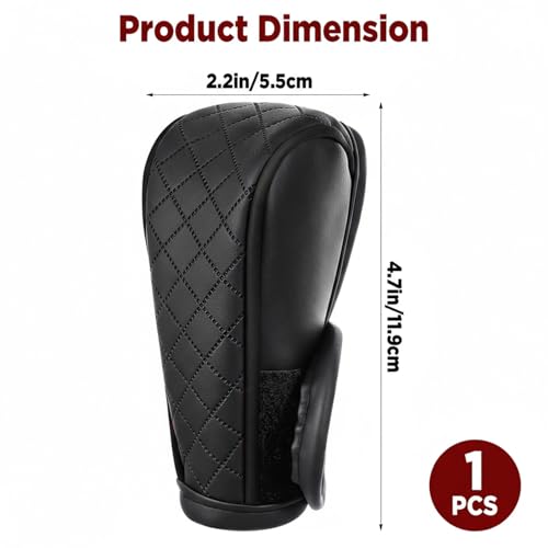 1 Pcs Gear Stick Cover, PU Leather Gear Shifter Cover with Diamond Embroidery, Durable Shift Knob Covers for Shift Lever Protection, Universal Car Gears Vary Covers for Cars, Trucks, Black