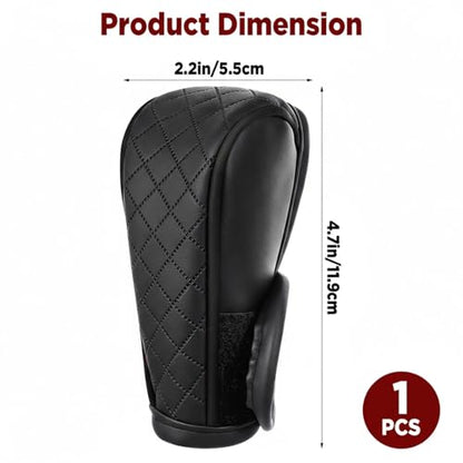 1 Pcs Gear Stick Cover, PU Leather Gear Shifter Cover with Diamond Embroidery, Durable Shift Knob Covers for Shift Lever Protection, Universal Car Gears Vary Covers for Cars, Trucks, Black